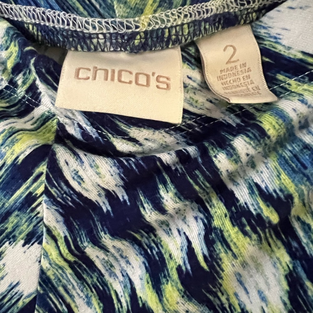 Chicos Hailey Hanky Blue Maxi Skirt Ikat Print Stretch Knit Size 2 Large/Xl EUC - Picture 9 of 13